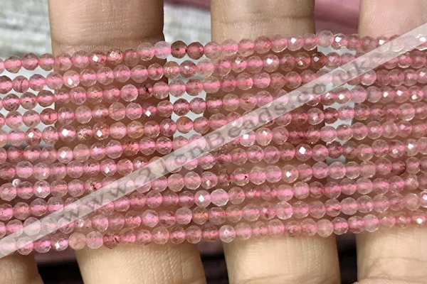 CTG1019 15.5 inches 2mm faceted round tiny strawberry quartz beads