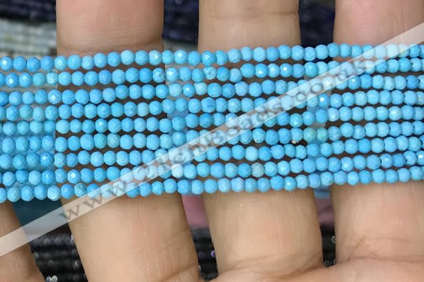 CTG1055 15.5 inches 2mm faceted round tiny turquoise beads