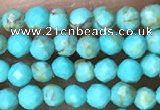 CTG1056 15.5 inches 2mm faceted round tiny turquoise beads