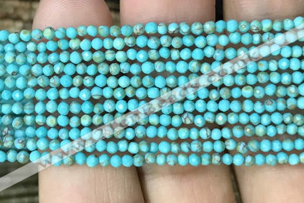 CTG1056 15.5 inches 2mm faceted round tiny turquoise beads