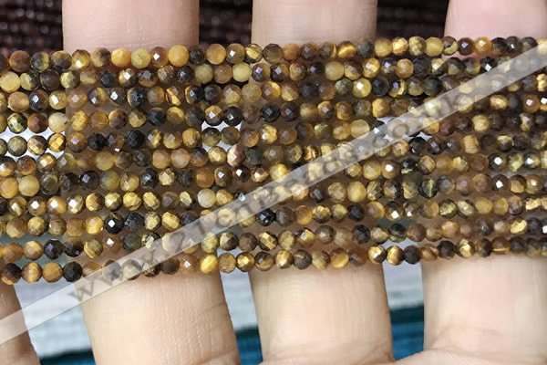 CTG1064 15.5 inches 2mm faceted round tiny yellow tiger eye beads