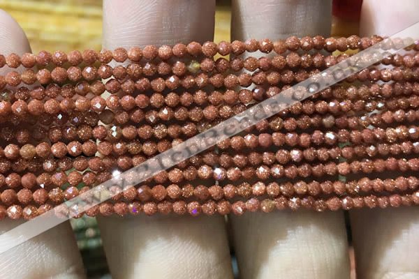 CTG1066 15.5 inches 2mm faceted round tiny goldstone beads