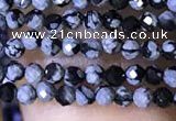 CTG1072 15.5 inches 2mm faceted round tiny snowflake obsidian beads