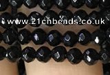 CTG1117 15.5 inches 3mm faceted round tiny black agate beads