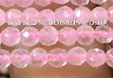 CTG1124 15.5 inches 3mm faceted round tiny rose quartz beads