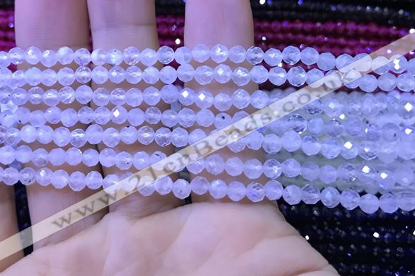 CTG1131 15.5 inches 3mm faceted round tiny white moonstone beads