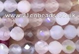 CTG1132 15.5 inches 3mm faceted round tiny rainbow moonstone beads