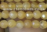 CTG1149 15.5 inches 3mm faceted round tiny yellow jade beads