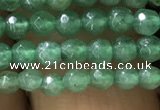 CTG1154 15.5 inches 3mm faceted round tiny green aventurine beads