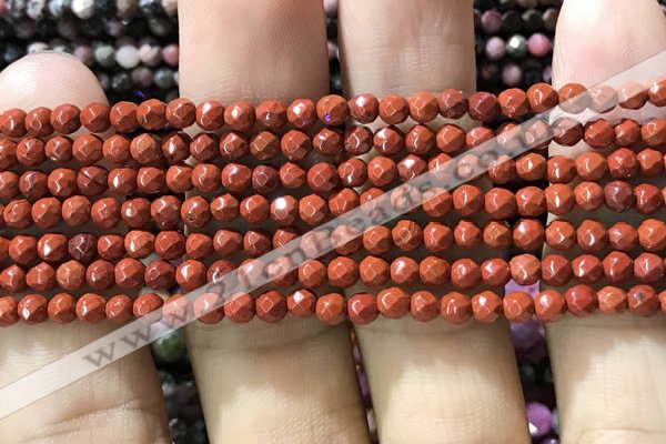 CTG1159 15.5 inches 3mm faceted round tiny red jasper beads