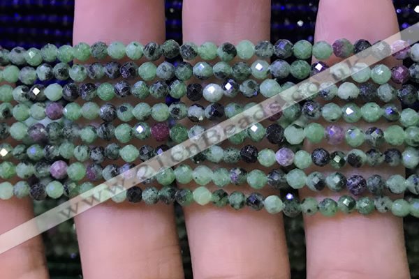 CTG1180 15.5 inches 3mm faceted round tiny ruby zoisite beads