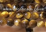 CTG1184 15.5 inches 3mm faceted round tiny yellow tiger eye beads