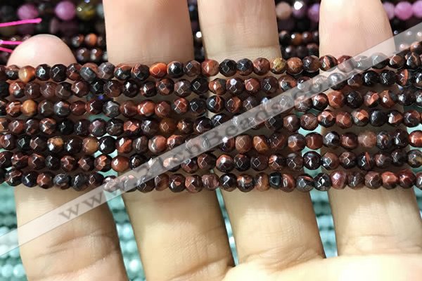 CTG1186 15.5 inches 3mm faceted round tiny red tiger eye beads