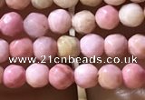 CTG1188 15.5 inches 3mm faceted round pink wooden fossil jasper beads