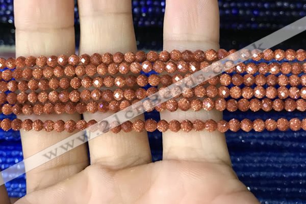 CTG1190 15.5 inches 3mm faceted round goldstone beads wholesale