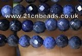 CTG1193 15.5 inches 3mm faceted round tiny blue dumortierite beads