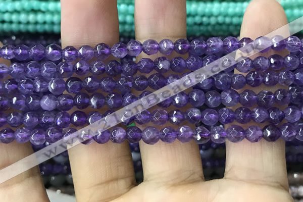 CTG1205 15.5 inches 4mm faceted round tiny amethyst beads