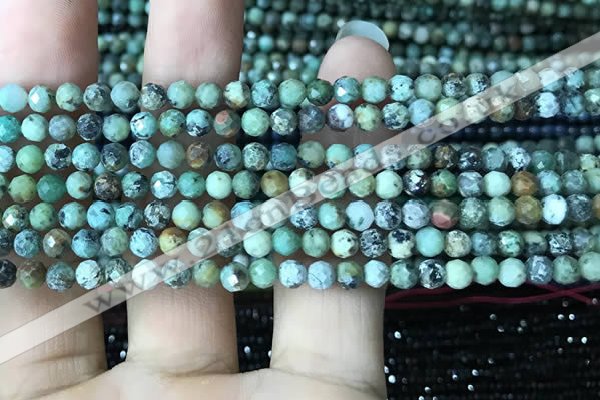 CTG1212 15.5 inches 4mm faceted round tiny African turquoise beads