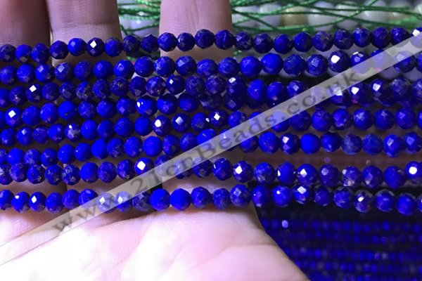 CTG1216 15.5 inches 4mm faceted round tiny lapis lazuli beads