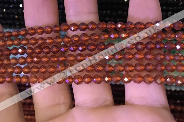 CTG1217 15.5 inches 4mm faceted round tiny orange garnet beads