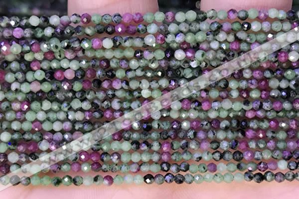 CTG1314 15.5 inches 2mm faceted round ruby zoisite beads