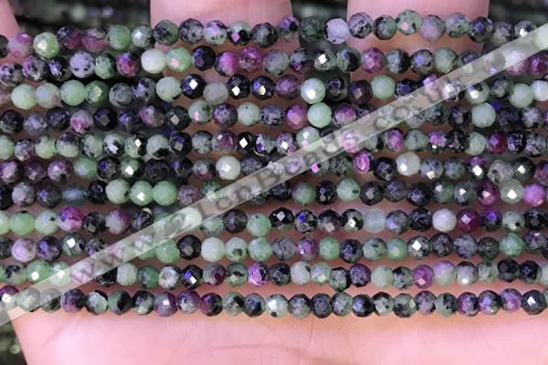 CTG1315 15.5 inches 3mm faceted round ruby zoisite beads