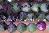 CTG1316 15.5 inches 4mm faceted round ruby zoisite beads