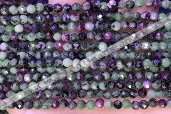 CTG1316 15.5 inches 4mm faceted round ruby zoisite beads