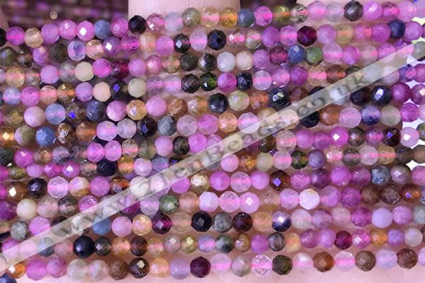 CTG1327 15.5 inches 3mm faceted round tourmaline beads wholesale