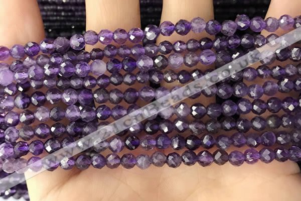 CTG1344 15.5 inches 4mm faceted round amethyst gemstone beads