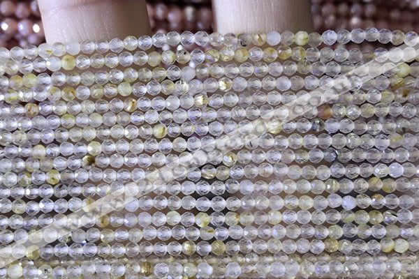 CTG1360 15.5 inches 2mm faceted round golden rutilated quartz beads