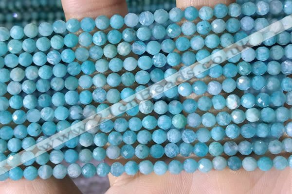 CTG1392 15.5 inches 3mm faceted round tiny amazonite beads