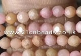 CTG1432 15.5 inches 2mm faceted round pink wooden fossil jasper beads