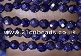 CTG1450 15.5 inches 2mm faceted round blue goldstone beads wholesale