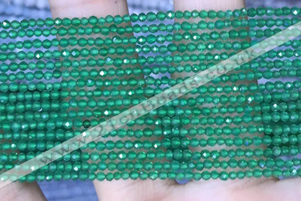 CTG1463 15.5 inches 2mm faceted round green agate beads