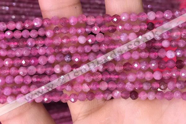 CTG1510 15.5 inches 3mm faceted round pink tourmaline beads