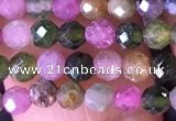 CTG1511 15.5 inches 3mm faceted round tourmaline beads wholesale