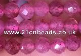 CTG1542 15.5 inches 4mm faceted round strawberry quartz beads