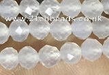 CTG1552 15.5 inches 4mm faceted round white agate beads wholesale