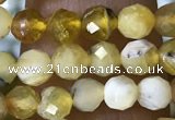 CTG1558 15.5 inches 4mm faceted round yellow opal beads