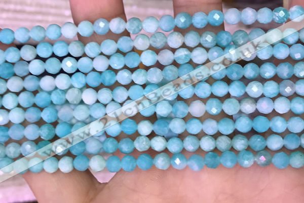 CTG1610 15.5 inches 5mm faceted round tiny amazonite beads