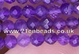 CTG1624 15.5 inches 3mm faceted round tiny amethyst beads