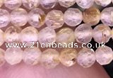 CTG1630 15.5 inches 3mm faceted round tiny golden rutilated quartz beads