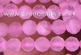 CTG1635 15.5 inches 3.5mm faceted round tiny rose quartz beads