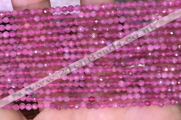 CTG1639 15.5 inches 2.5mm faceted round tiny pink tourmaline beads