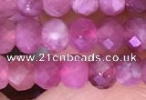 CTG1643 15.5 inches 3.5*5mm faceted rondelle tiny pink tourmaline beads