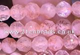 CTG1648 15.5 inches 4mm faceted round tiny strawberry quartz beads