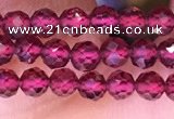 CTG1655 15.5 inches 3.5mm faceted round tiny red garnet beads