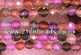 CTG1657 15.5 inches 2mm faceted round tiny tourmaline beads