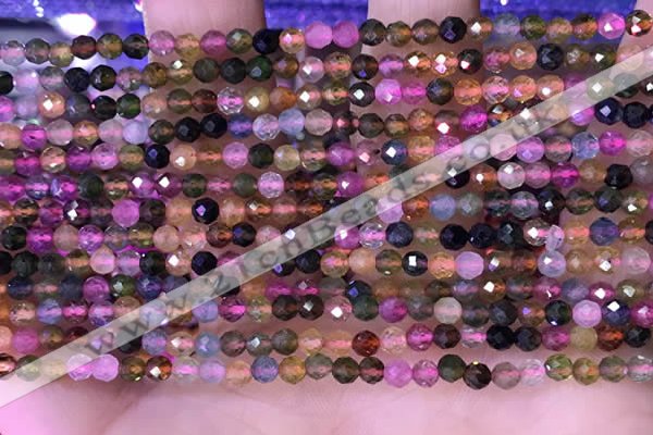 CTG1659 15.5 inches 3.5mm faceted round tiny tourmaline beads